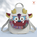 Mochila De Mano Con Retales De Búho De Dibujos Animados De Algodón Y Lino